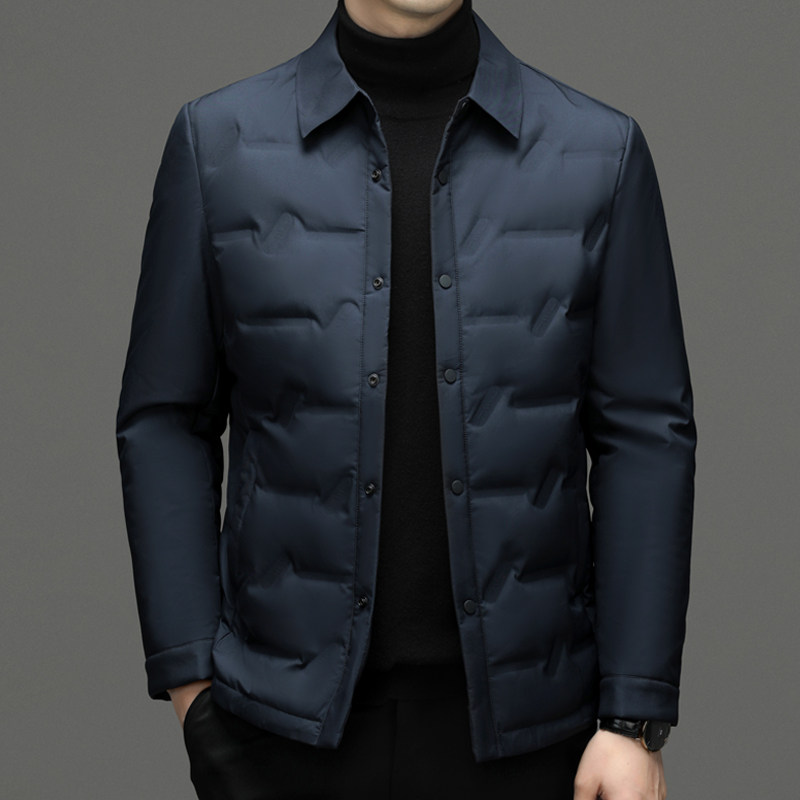 2024新款男士翻领羽绒服中年爸爸装40岁50外套便携轻薄款短款上衣