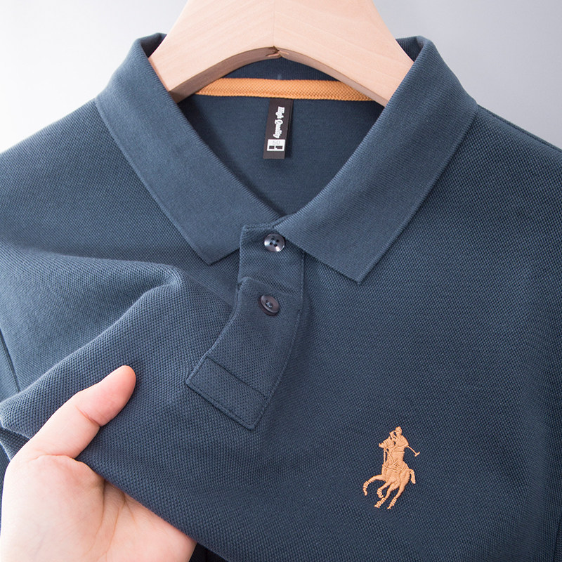 中老年男士保罗polo衫长袖T恤爸爸装春秋季打底内搭卫衣纯棉上衣