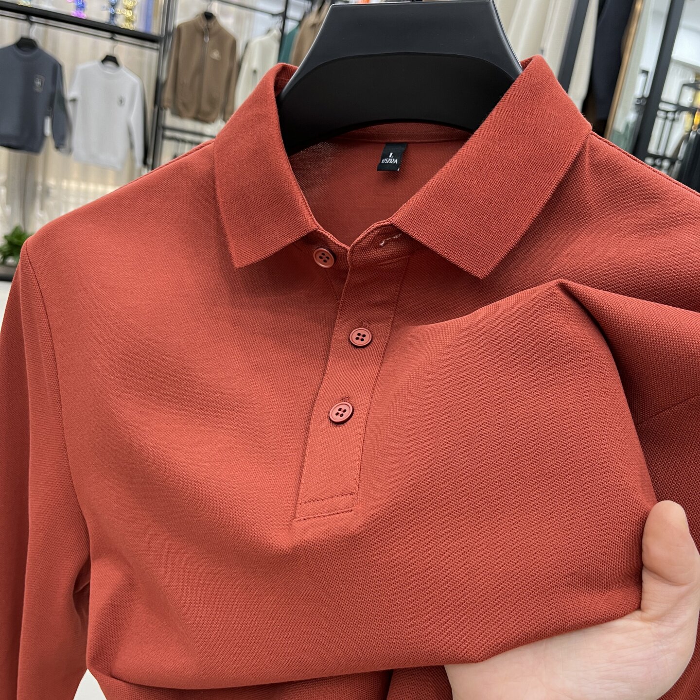 长袖T恤男春夏季2025新款高端男士polo衫短袖中年爸爸红色本命年