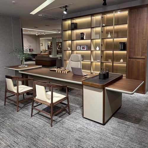 新中式北美黑胡桃木茶桌高端现代简约轻奢高级感办公室家用泡茶台