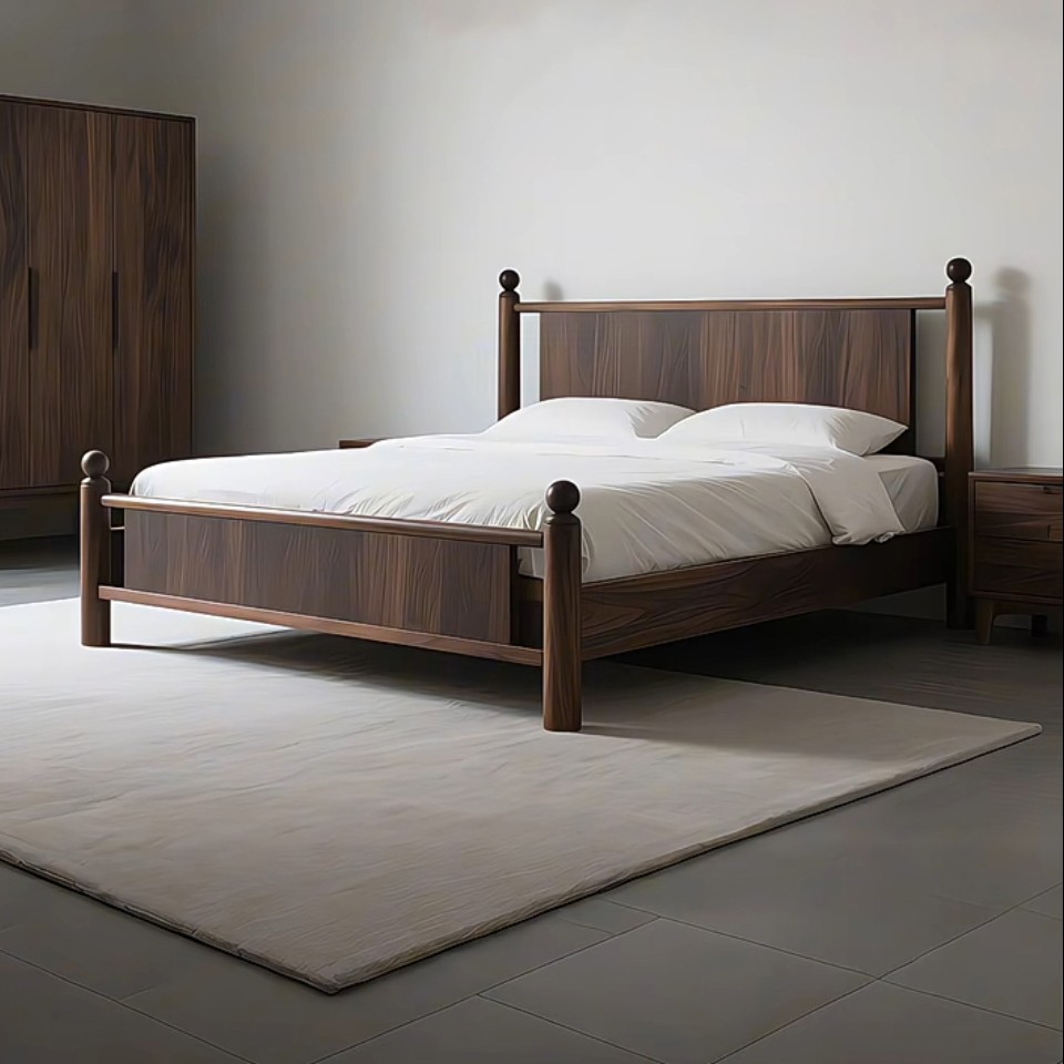 北美黑胡桃木新中式实木床