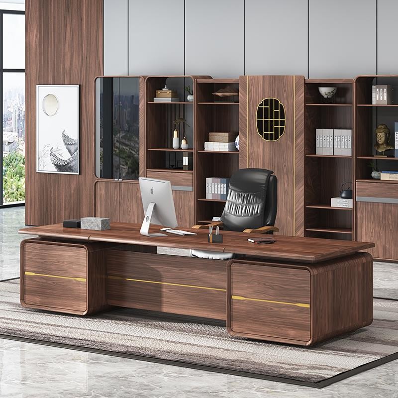 新中式北美黑胡桃木大班台