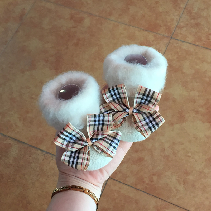 蝴蝶结婴儿袜子满月百天宝宝袜冬