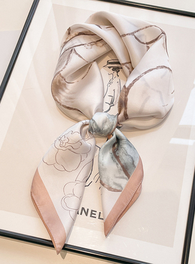 中国风小方巾丝巾女头巾春秋夏季搭配衬衫护颈围脖薄款妈妈款围巾