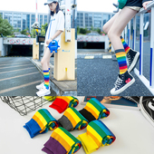 彩虹长袜子女ins潮中筒袜日系韩版 学院风长筒袜街头个性 棉袜T494