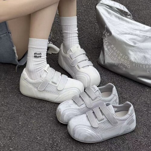 速利玛魔术贴德训鞋女2026年春秋季新款韩版平底小白鞋休闲鞋低帮