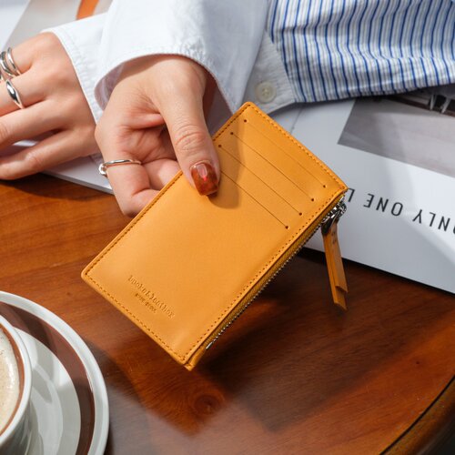 韩国代购东大门BUCKSLEATHER真皮卡包拉链新款牛皮零钱包女长卡包