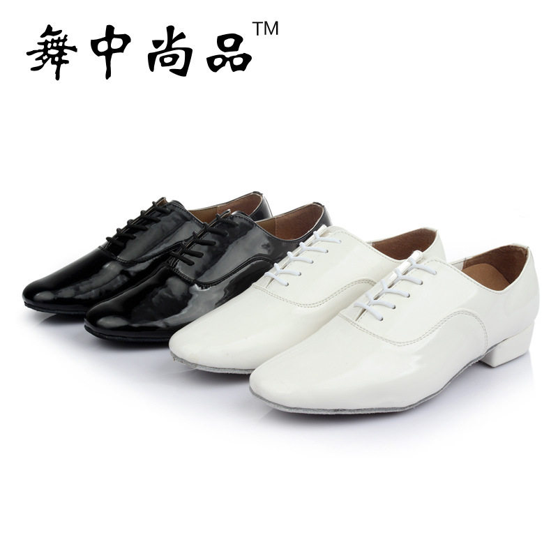 男士黑色系带成人国标舞蹈鞋
