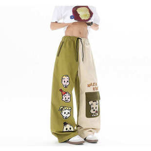 M大码 男女宽松嘻哈多巴胺INS风阔腿裤 春夏季 卡通休闲裤 鸳鸯裤 8XL