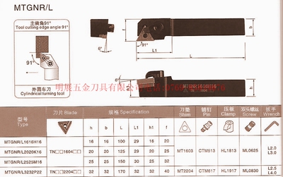冲五钻/数控车刀杆/复合式外圆车刀/主偏角91度 MTGNL1616H16