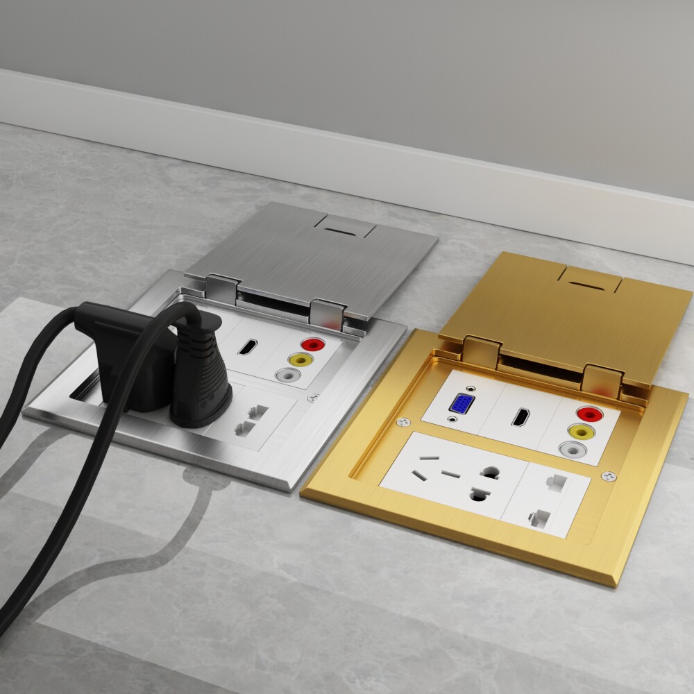 芬尼亚120开启式地插座隐形暗装不锈钢双排地插全铜防水地面插座,电子/电工,地插,淘宝优惠券,粉丝福利购,淘宝优惠卷