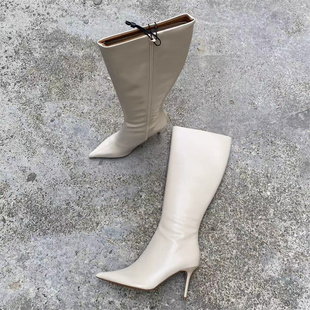 跨境原单秋冬爆款 百搭外穿尖头高跟靴细跟单里显瘦气质女靴子 时尚