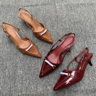 尖头气质细跟高跟鞋 外贸原单秋夏爆款 法式 百搭外穿包头凉鞋 时尚