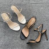 外贸爆款 气质名媛女ins潮百搭露趾一字带性感高跟网红鞋 款 夏季