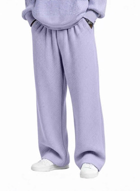 欧美纯色系绳宽松直筒长裤运动休闲简约阔腿裤子男Men's pants