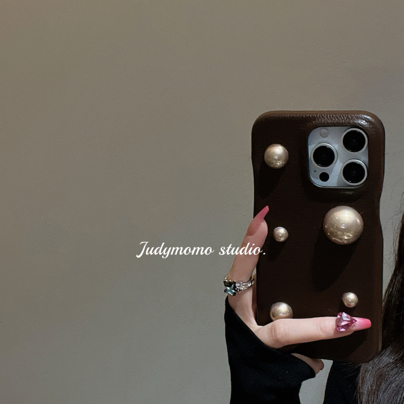 高级感ins风鎏金色立体珍珠皮套