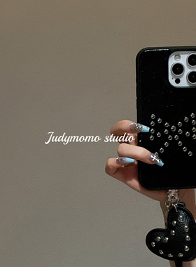 Y2K冷酷少女蝴蝶结黑色皮套适用iPhone16苹果15promax手机壳新款14简约黑13pro/16防摔套