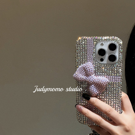 ins高级感少女礼物满钻蝴蝶结手机壳适用16promax苹果17/iPhone14防摔新款16pro保护套13气质女