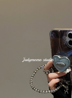 小众ins设计水泥灰简约软壳适用iPhone16苹果新款15promax手机壳爱心支架14链条13pro防摔套16