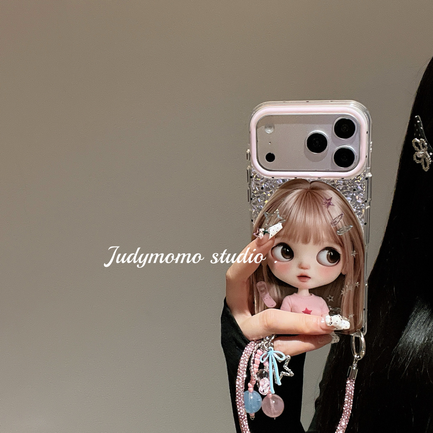 可爱芭比ins风少女可爱软壳适用iPhone17pro苹果16promax手机壳新款17闪钻挂绳手提款15防摔套