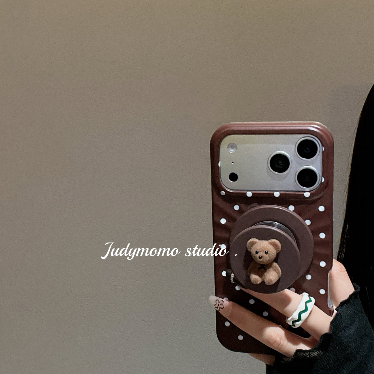 韩系ins少女巧克力棕波点磁吸壳适用iPhone17手机壳16pro苹果新款17/15promax小熊磁吸支架,3C数码配件,手机保护套/壳,淘宝优惠券,粉丝福利购,淘宝优惠卷