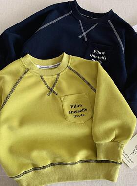 2026春儿童卫衣男童帅气明线休闲上衣宝宝小童洋气百搭打底套头衫