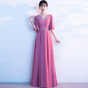 大合唱演出服女长裙主持人礼服端庄大气高级感晚礼服优雅宴会2322