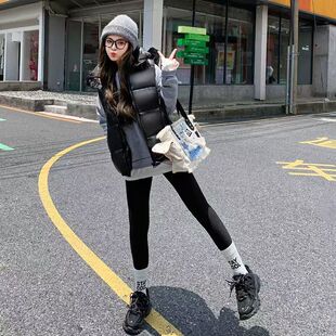 新款黑色马甲2024年冬季男女同款外穿坎肩背心加厚短款羽绒马夹女