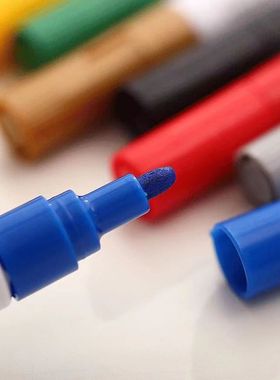 得力油漆笔补漆笔白色镀金不掉色防水涂鸦轮胎画鞋黑色银色马克笔