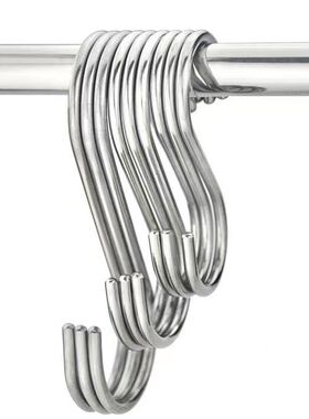 304不锈钢S钩挂钩子挂钩大小号加粗肉钩厨房S型挂钩挂钩横杆挂钩