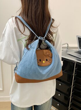 GFSN复古猫咪大容量女双肩包