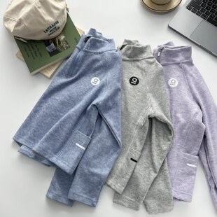 亲肤薄绒 男女童户外软糯速干半拉链训练运动弹力长袖打底衫T恤