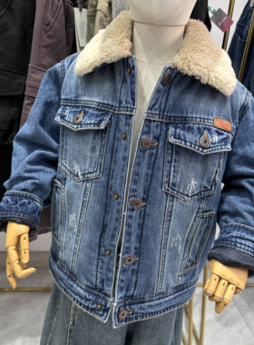 断码清仓 永恒的经典 美国单水洗复古中大童加绒加厚牛仔棉衣外套