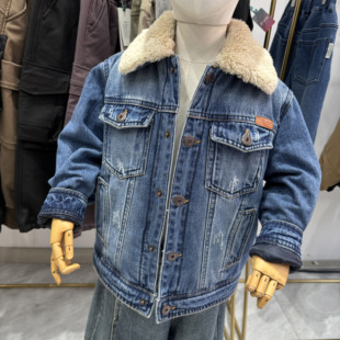 断码清仓 永恒的经典 美国单水洗复古中大童加绒加厚牛仔棉衣外套