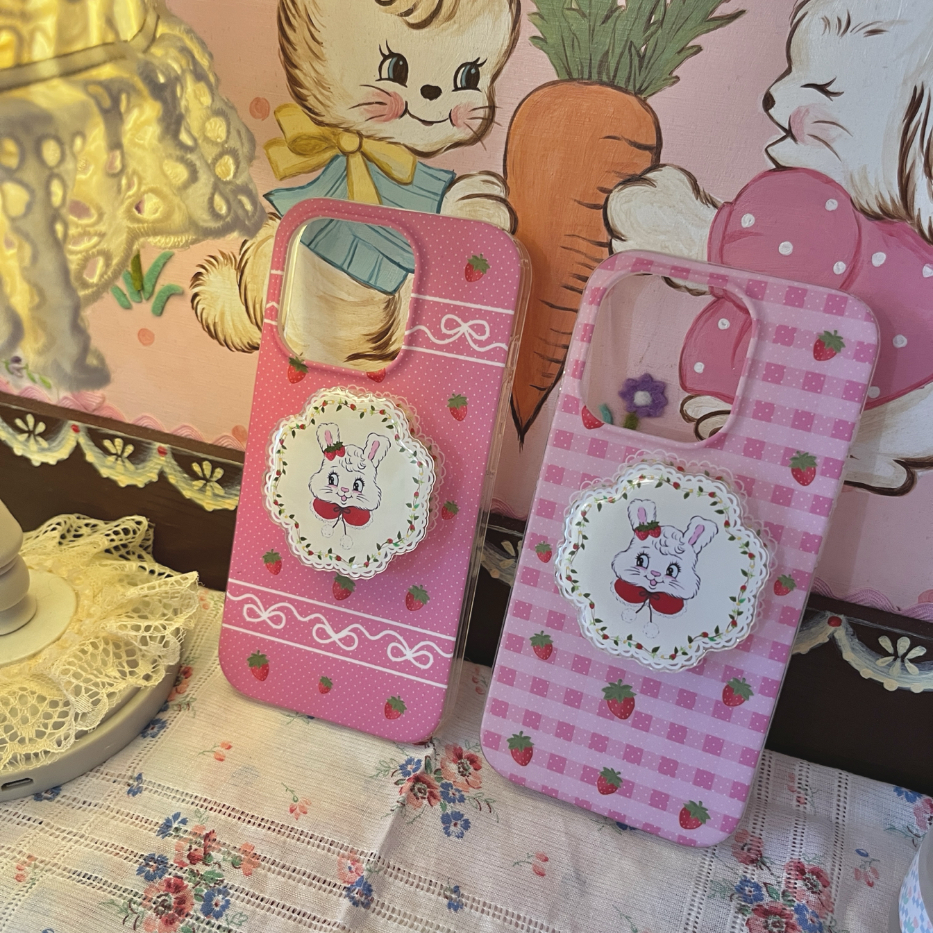 洋菓子Sweet Home原创复古可爱少女软萌幸运草蕾丝草莓田园防摔手机保护iphone14pro 15pro16系列手机壳