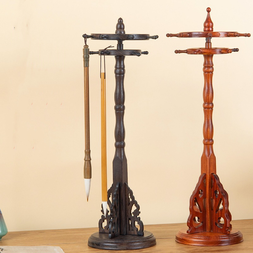 吴氏子昊笔架黑檀木圆盘毛笔笔架