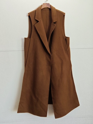 2025秋冬新款时尚一粒扣羊毛大衣马甲女中长款宽松显瘦百搭外套潮