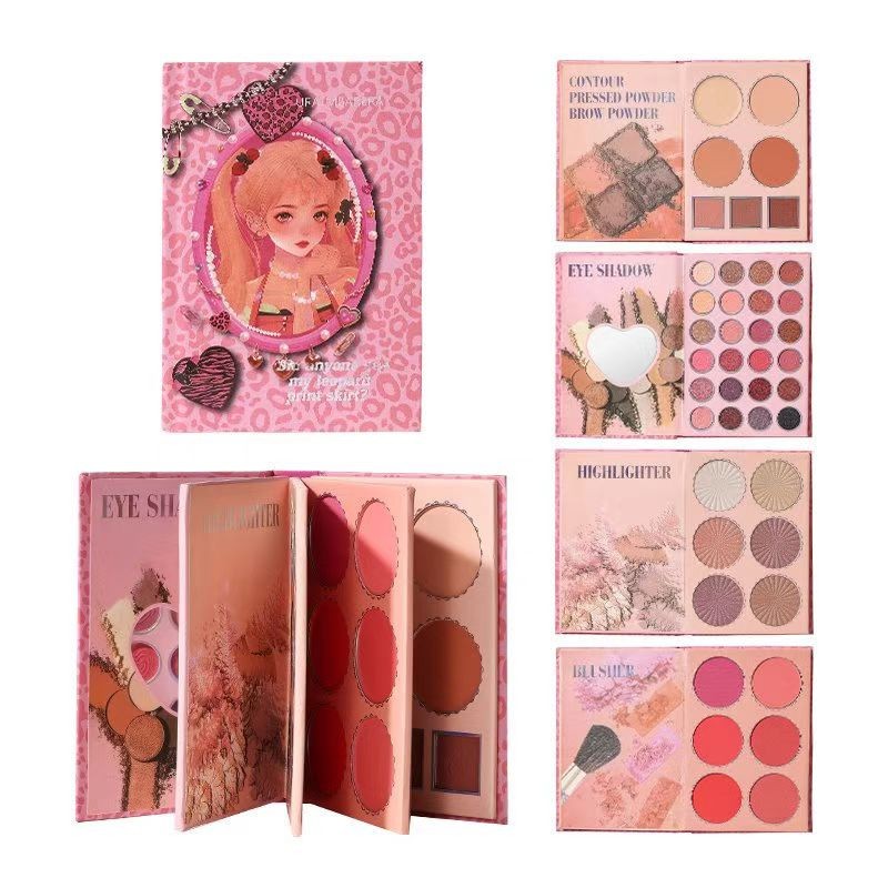 外贸跨境款43色眼影盘珠光哑光闪粉亮片书本彩妆盘舞台妆