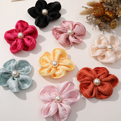 物语手作亮丝纱珍珠布艺花朵