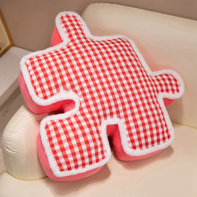 泡泡格子拼图抱枕立体饱满