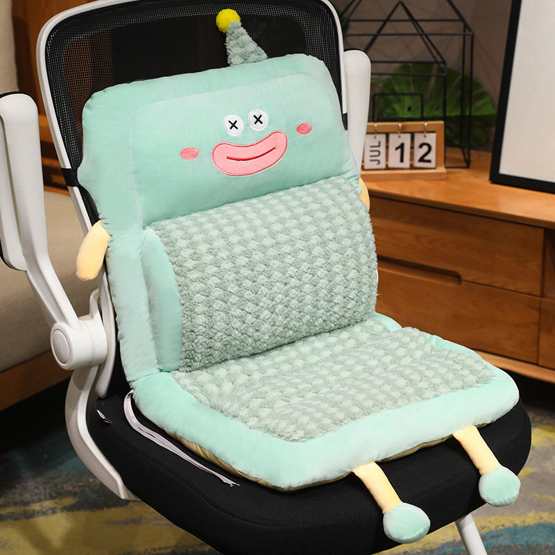 多巴胺大嘴怪兽可爱卡通腰靠垫办公室久坐护腰垫毛绒椅子靠枕加厚