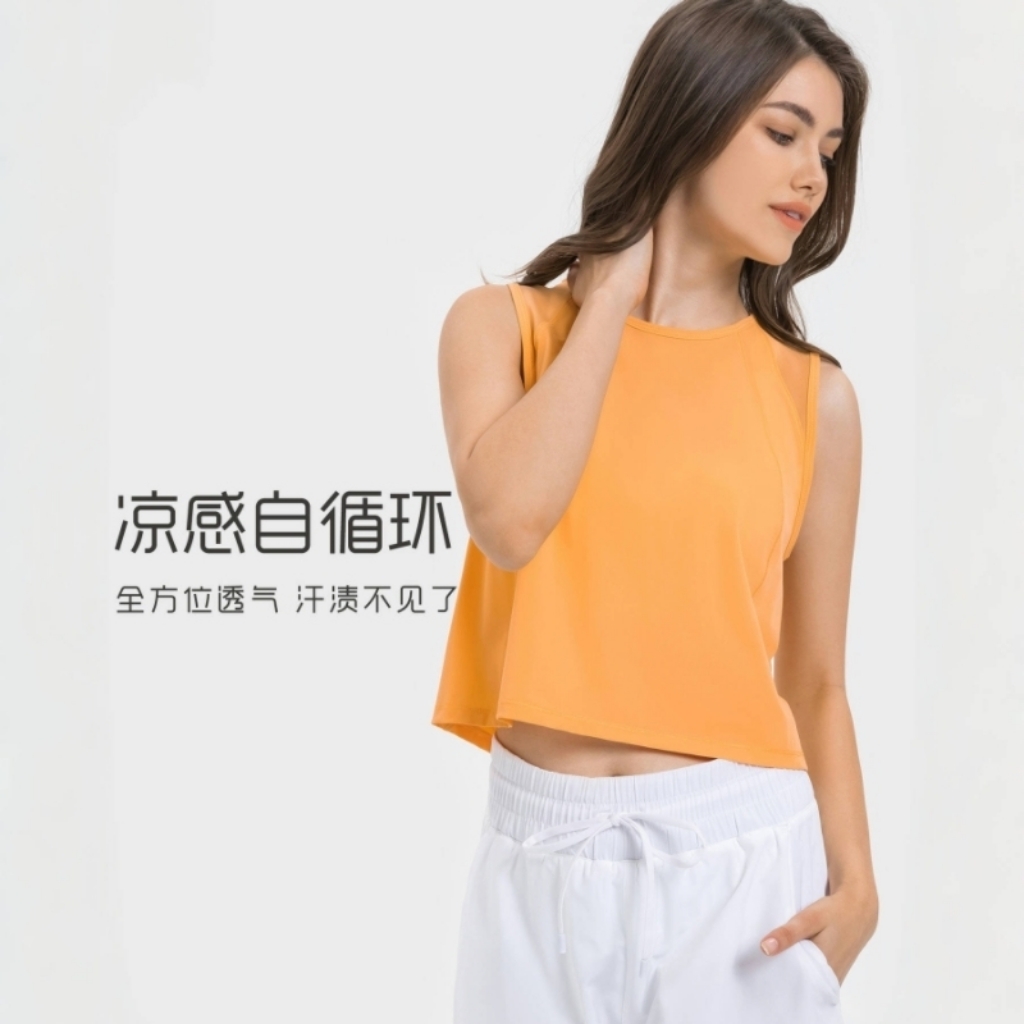 新款无袖背心露脐短款性感镂空速干透气运动休闲瑜伽服女 DT050