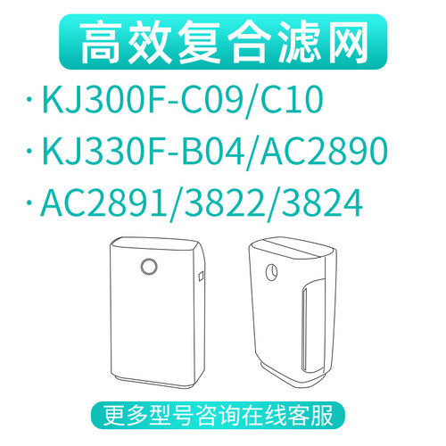 适配飞利浦空气净化器滤芯KJ300F-C09/AC2890/2886滤网FY2428 26
