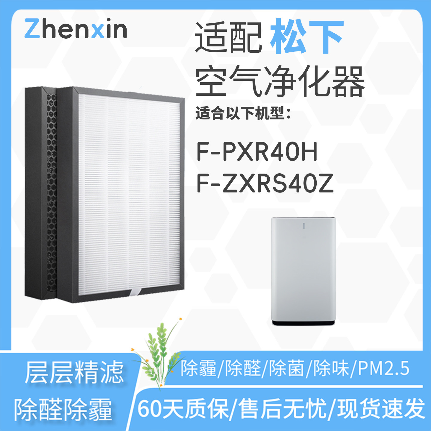 适配松下Panasonic樂聲nanoe空氣清新機F-PXR40H滤网ZXRS40Z滤芯