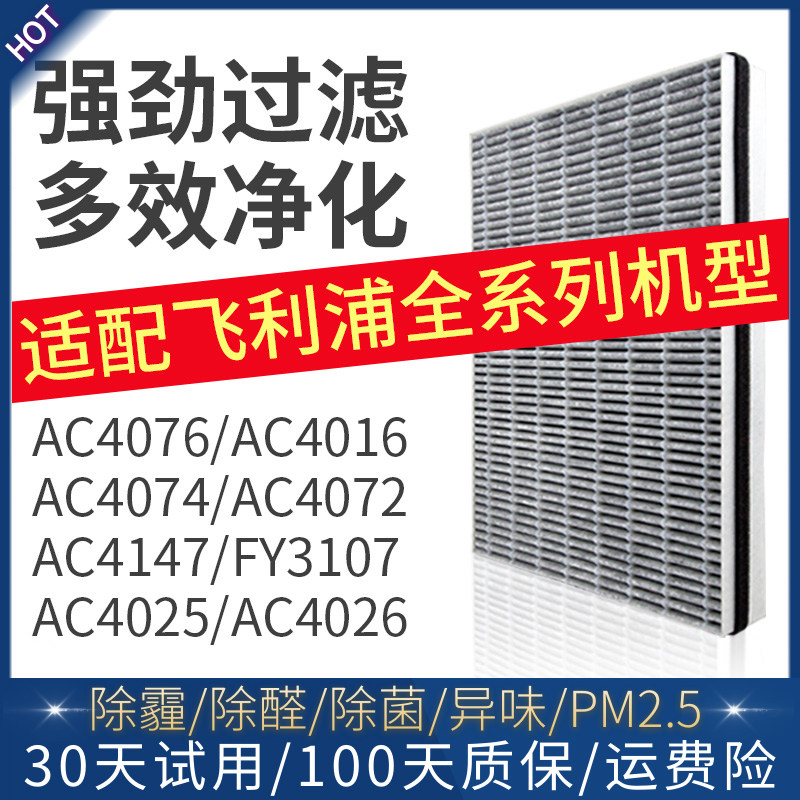适配飞利浦空气净化器滤芯AC4076/4016/4074/4072滤网4147/FY3107