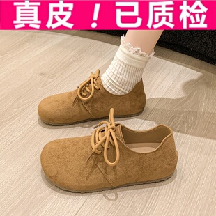 羊皮版厚底勃肯鞋女2025秋季新款一脚蹬懒人乐福鞋复古德训单鞋子
