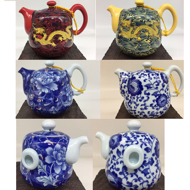 台湾建窑正品茶具配件 红金龙  黄金龙 兰牡丹 青花 红釉金花小壶