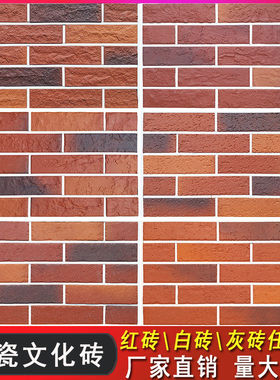 红色别墅外墙砖外墙瓷砖文化砖文化石全瓷通体窑变红色背景墙6x24