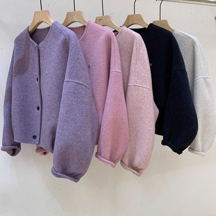 高级感 2025年新款 小个子宽松大码 慵懒风巨好看双面羊毛大衣女短款