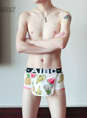 aibc男士内裤弹性涤纶开口印花